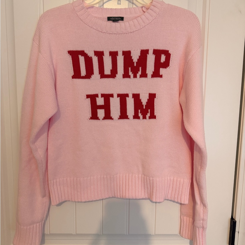 Wild Fable Pink Sweater with Red Text